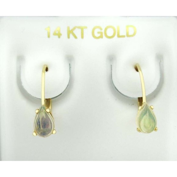 Genuine 0.80 Cts Opal Earrings 14k Gold
